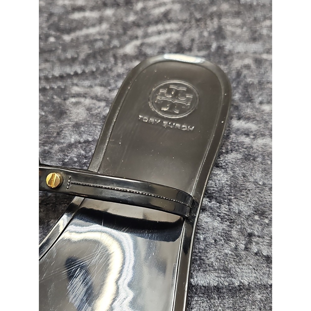 Tory Burch Mini Miller Women's Flat Thong Jelly Sandals - Black, US 6 - Picture 3 of 9